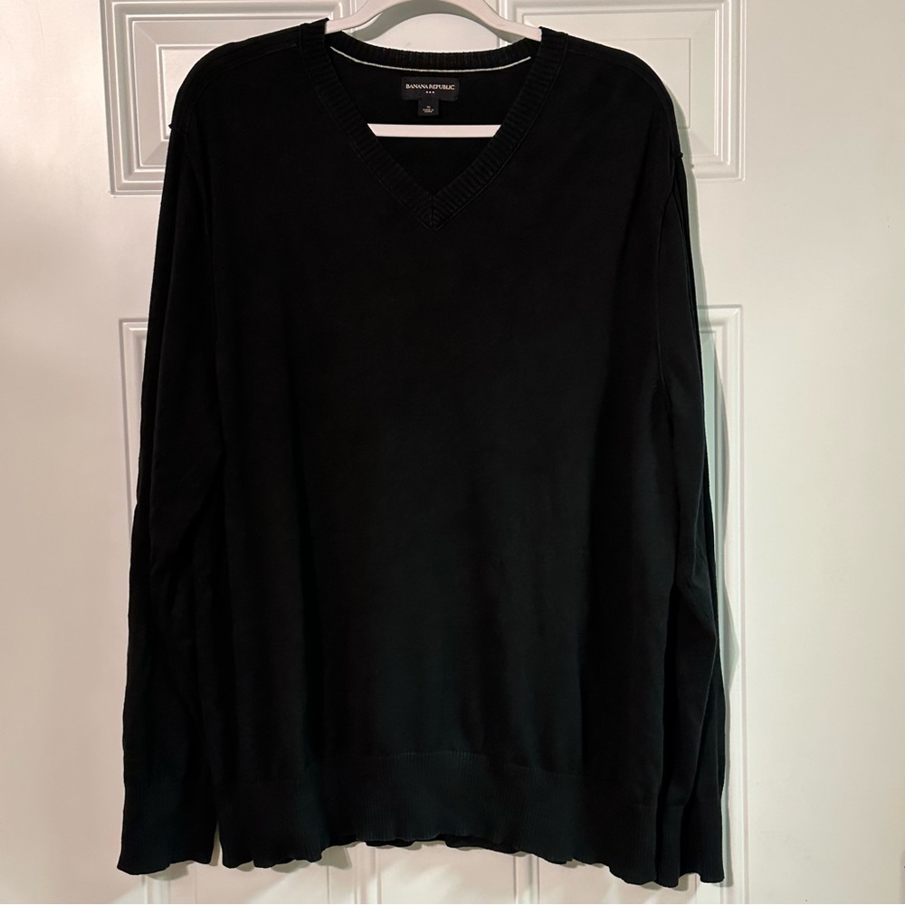 Banana Republic 100% Cotton Sweater V-Neck Men’s XL Black